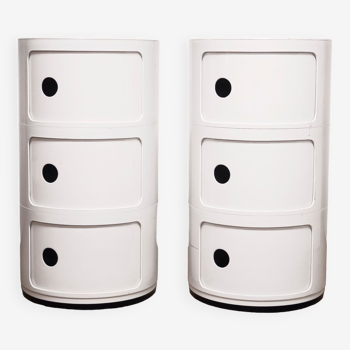 Pair of Vintage White Plastic Modular Cabinets by Anna Castelli Ferrieri for Kartell, 1970s