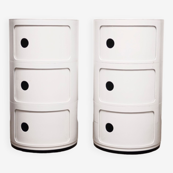 Paire d’armoires modulaires en plastique blanc vintage par Anna Castelli Ferrieri pour Kartell, années 1970
