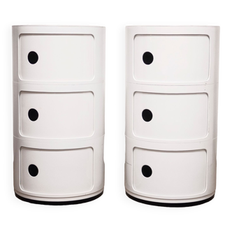 Pair of Vintage White Plastic Modular Cabinets by Anna Castelli Ferrieri for Kartell, 1970s