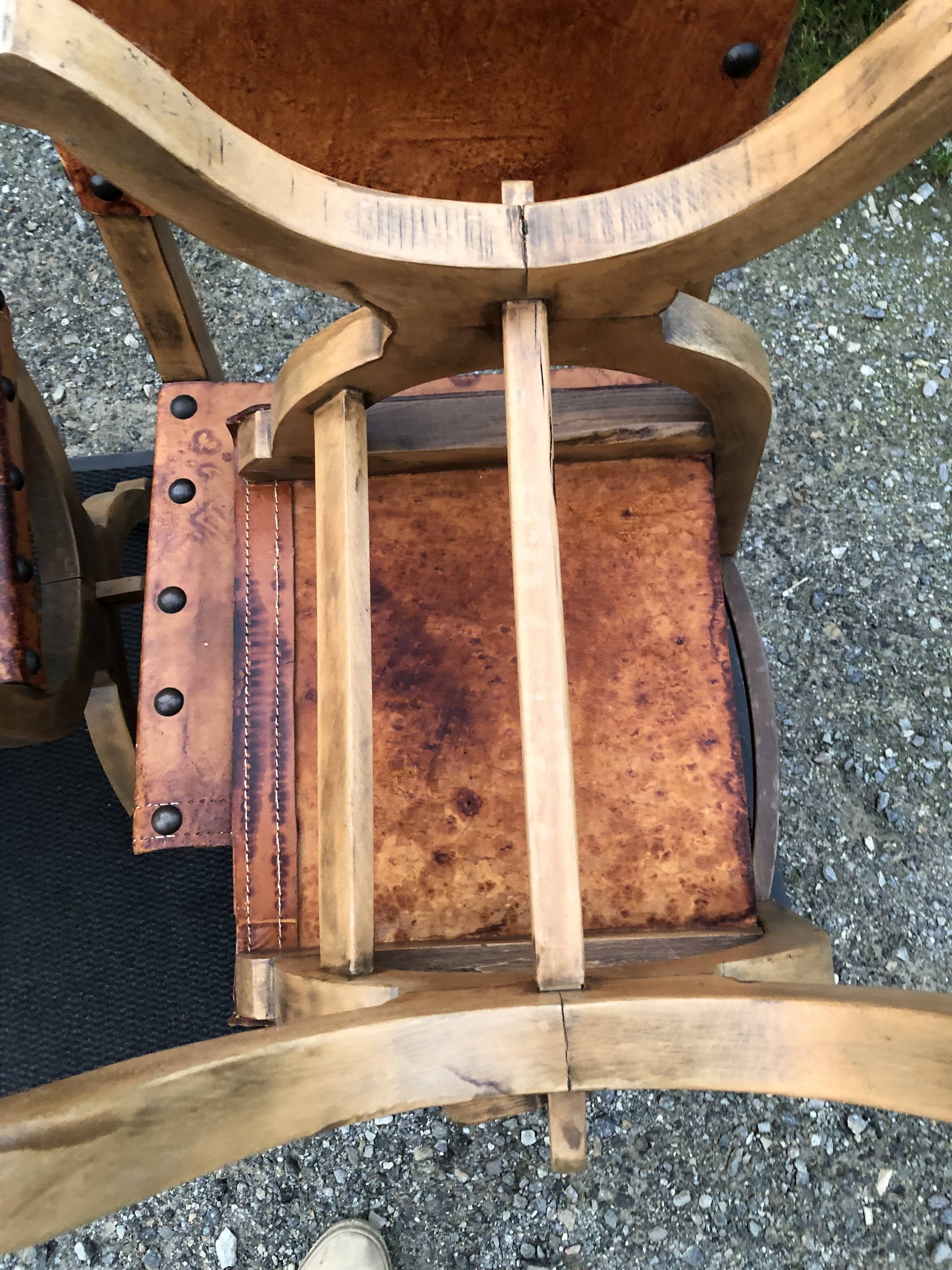 Set of 4 vintage brutalist chairs by Bram Sprij, Netherlands 1960s. in beech.