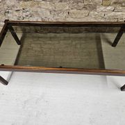 Teak coffee table with smoked glass 1970"