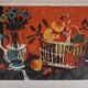 Yves Ganne : Le panier de pêches, lithographie originale signée