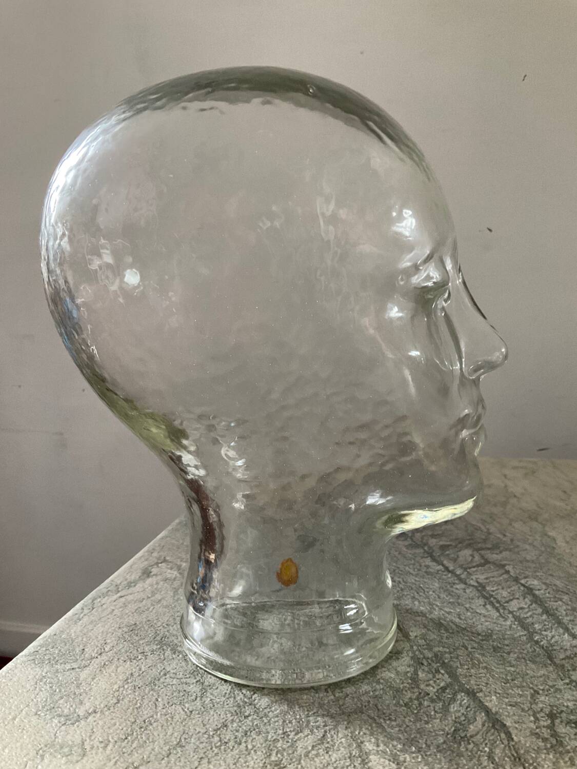 Vintage molded glass hat head from the 60s