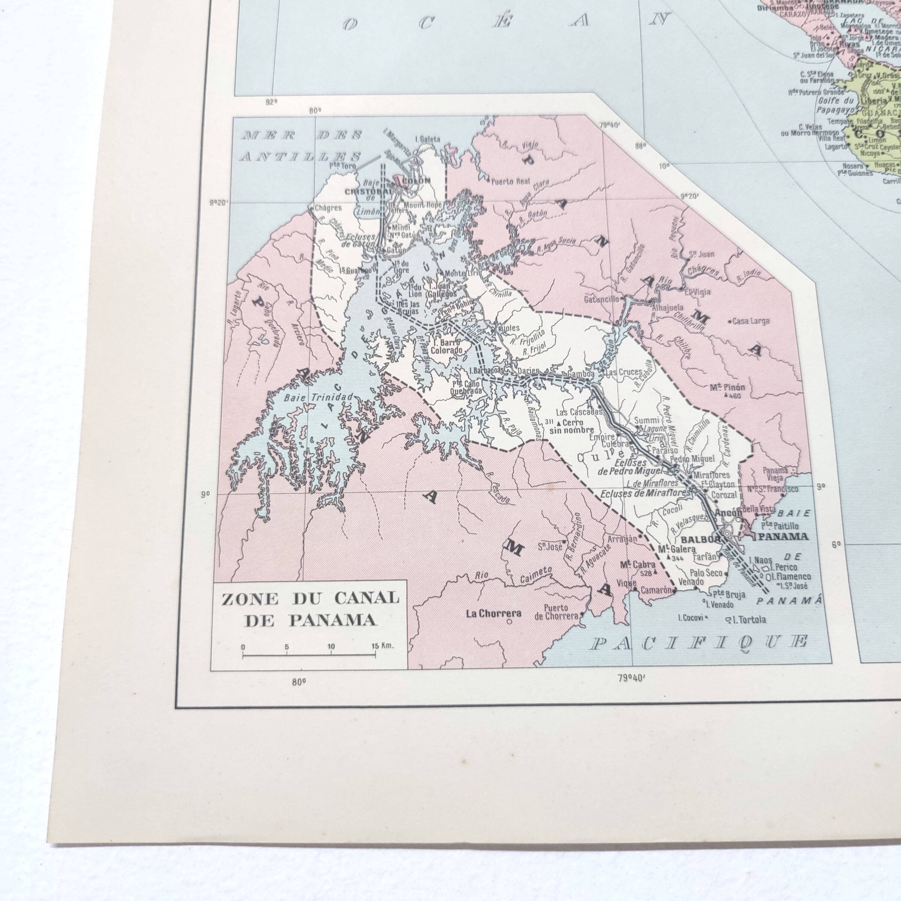 Vintage Central America map from 1950