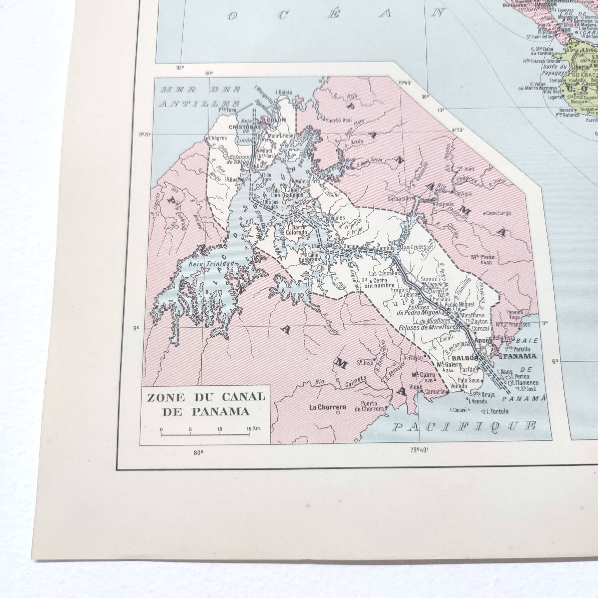 Carte Amérique Centrale vintage de 1950