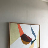 Contemporary abstract painting framed - oil on canvas - 85 x 65 cm