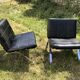 2 Lounge armchairs, Girsberger leather and chrome, 1968