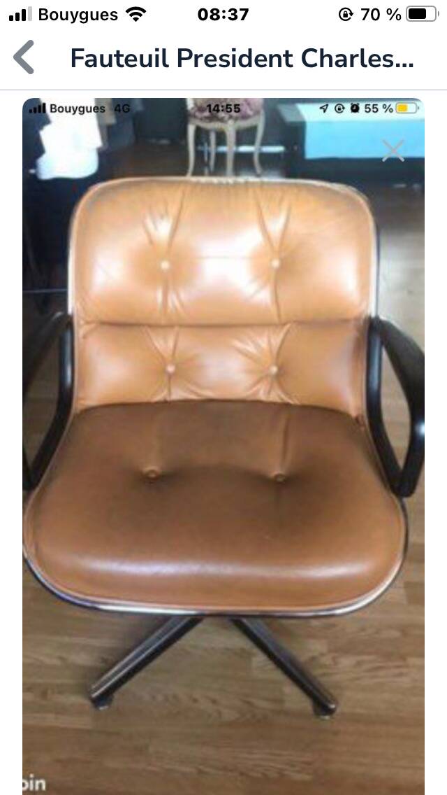 Charles Pollock leather President armchair