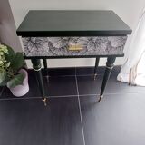 Vintage khaki restyled bedside table with gilding