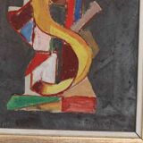 Original mid-century Swedish oil on canvas – “Layers” by Wilhelm Henning – signed & framed – 32 × 39 cm (12.6" × 15.4")