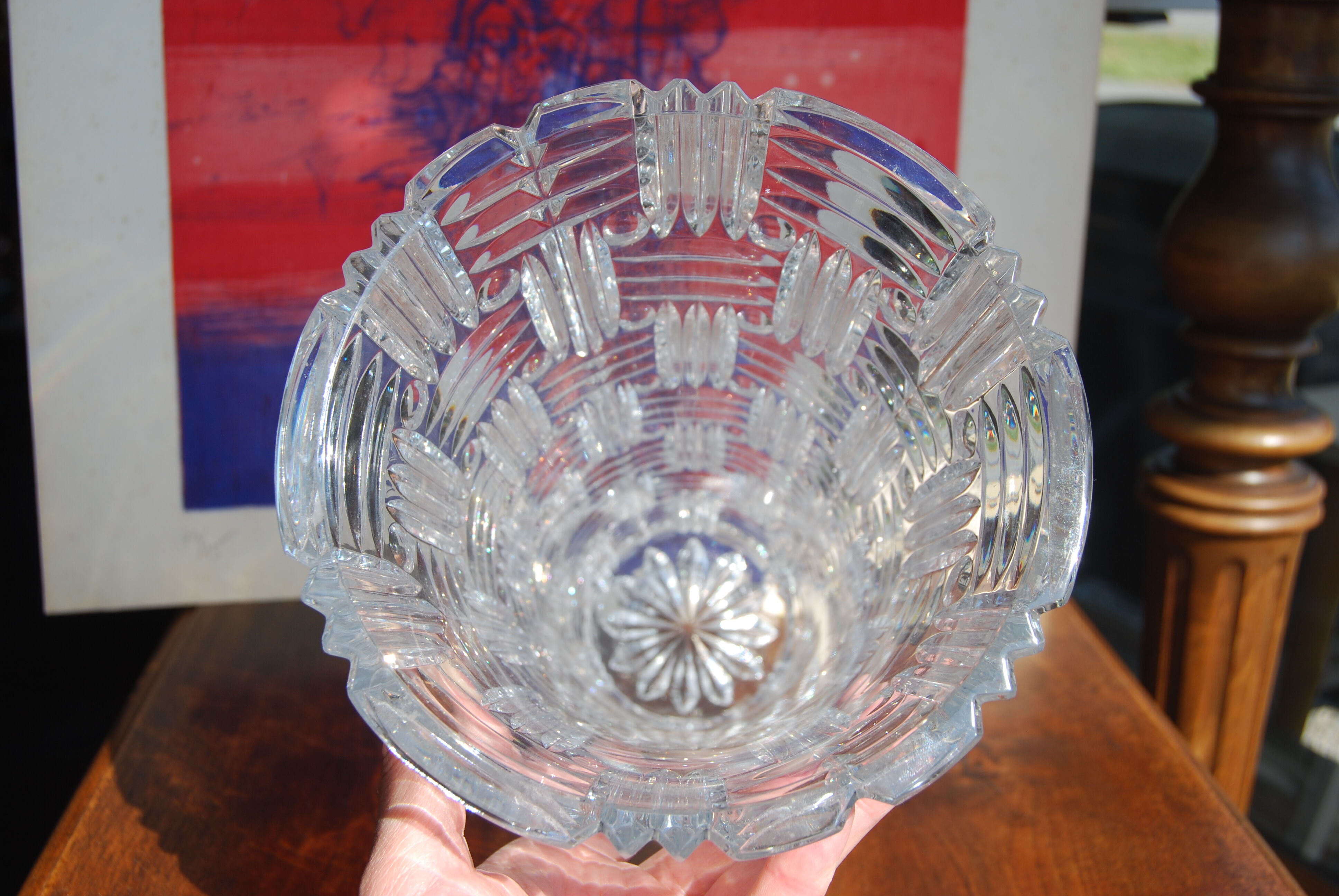 Vase en cristal à décor géométrique H30cm