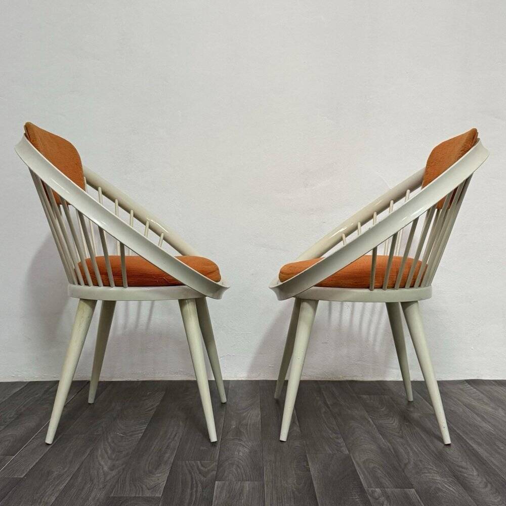 Scandinavian Circle Armchairs attributed to Yngve Ekström, 1960s, Set of 2
