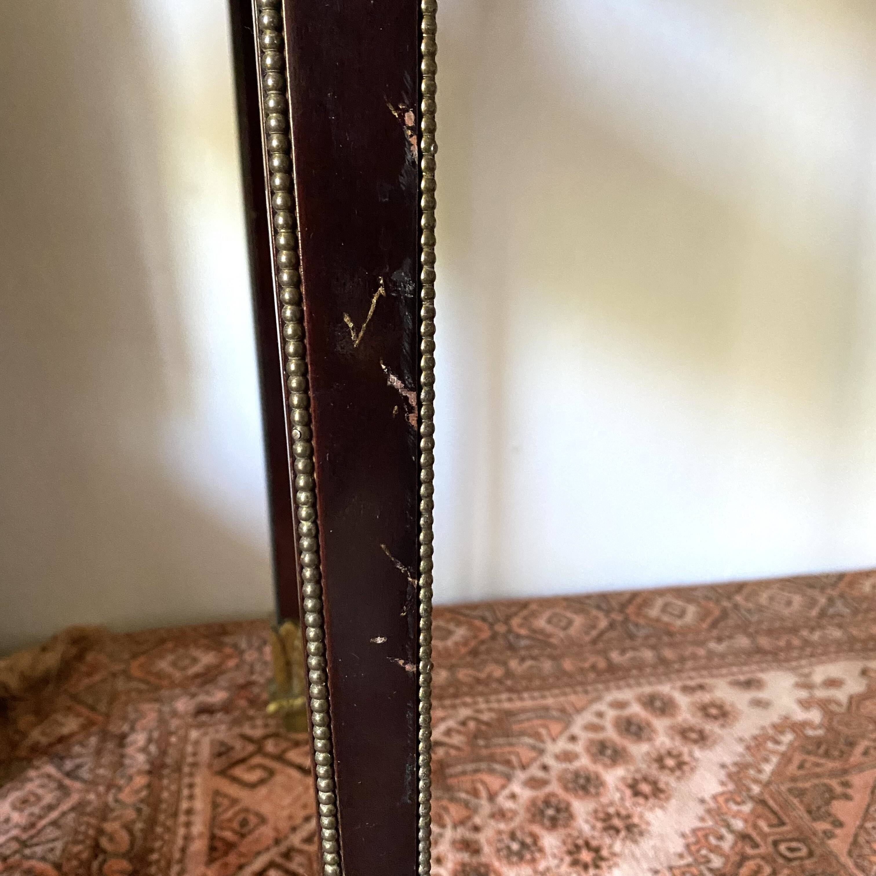Living room table, Louis XVI style desk in wood, marble and brass