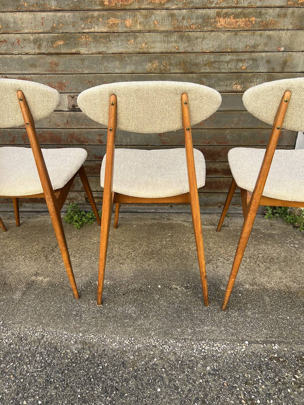 (Lot) Suite de 5 Chaises Pied Compas Restaurées