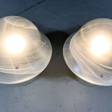Lampes de table en verre champignon Peill & Putzler des années 1970