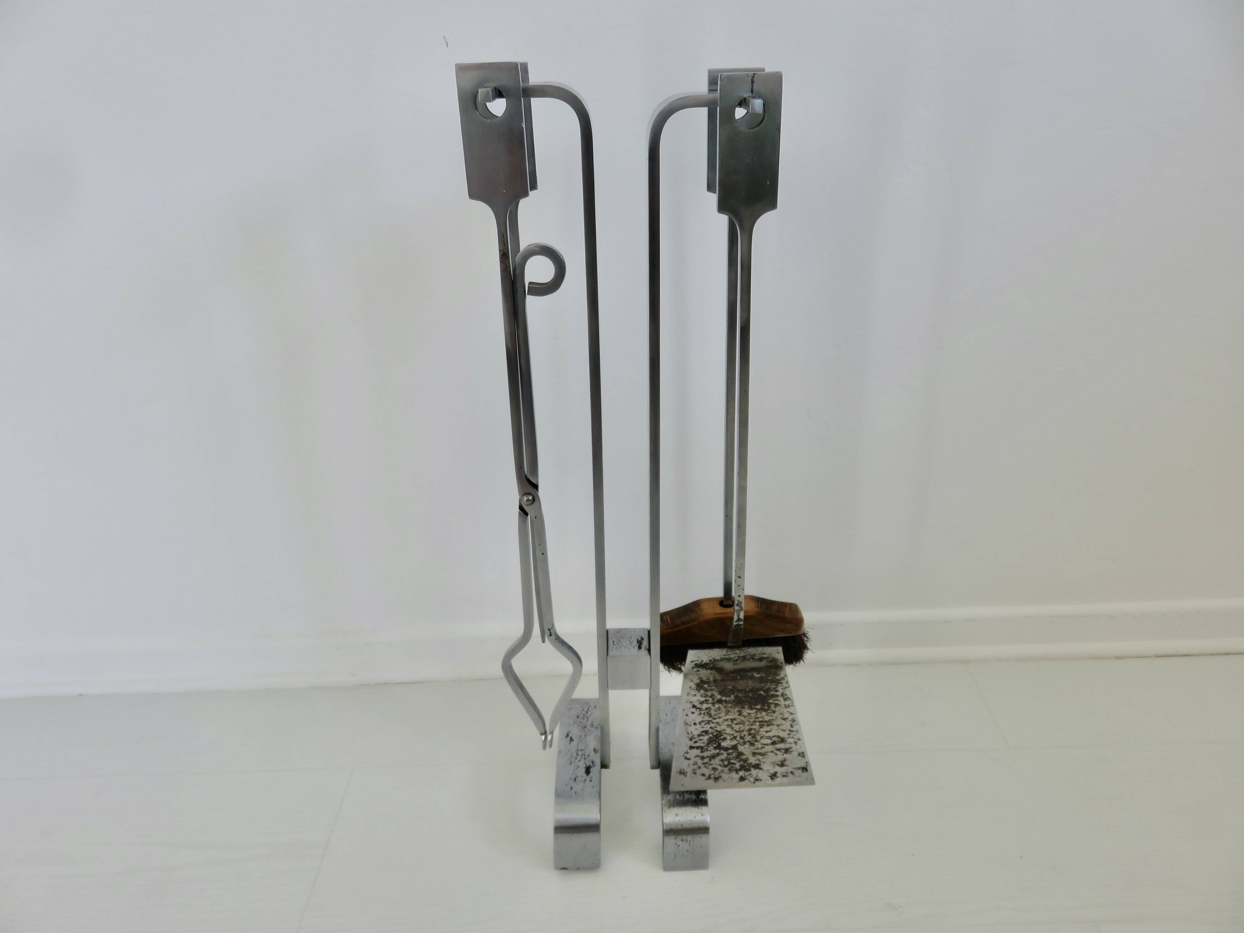 Fireplace set "Jean Paul Créations" signed, 1970