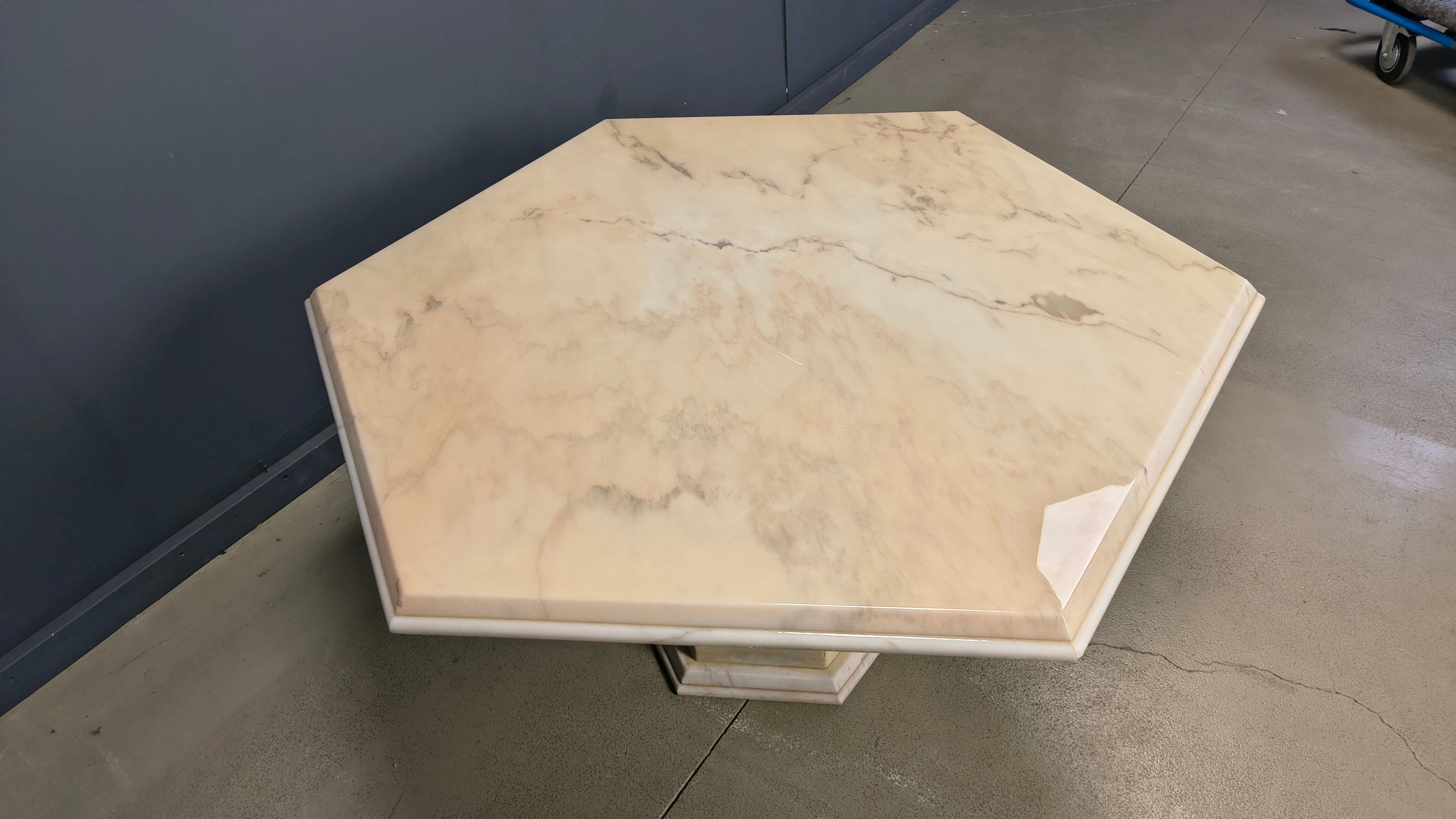 Octagonal Italian marble dining table 1970s