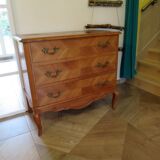 Commode 3 tiroirs style Louis XV en bois massif