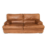 Roche Bobois sofa in tan/cognac patinated leather - France, circa 1970/80