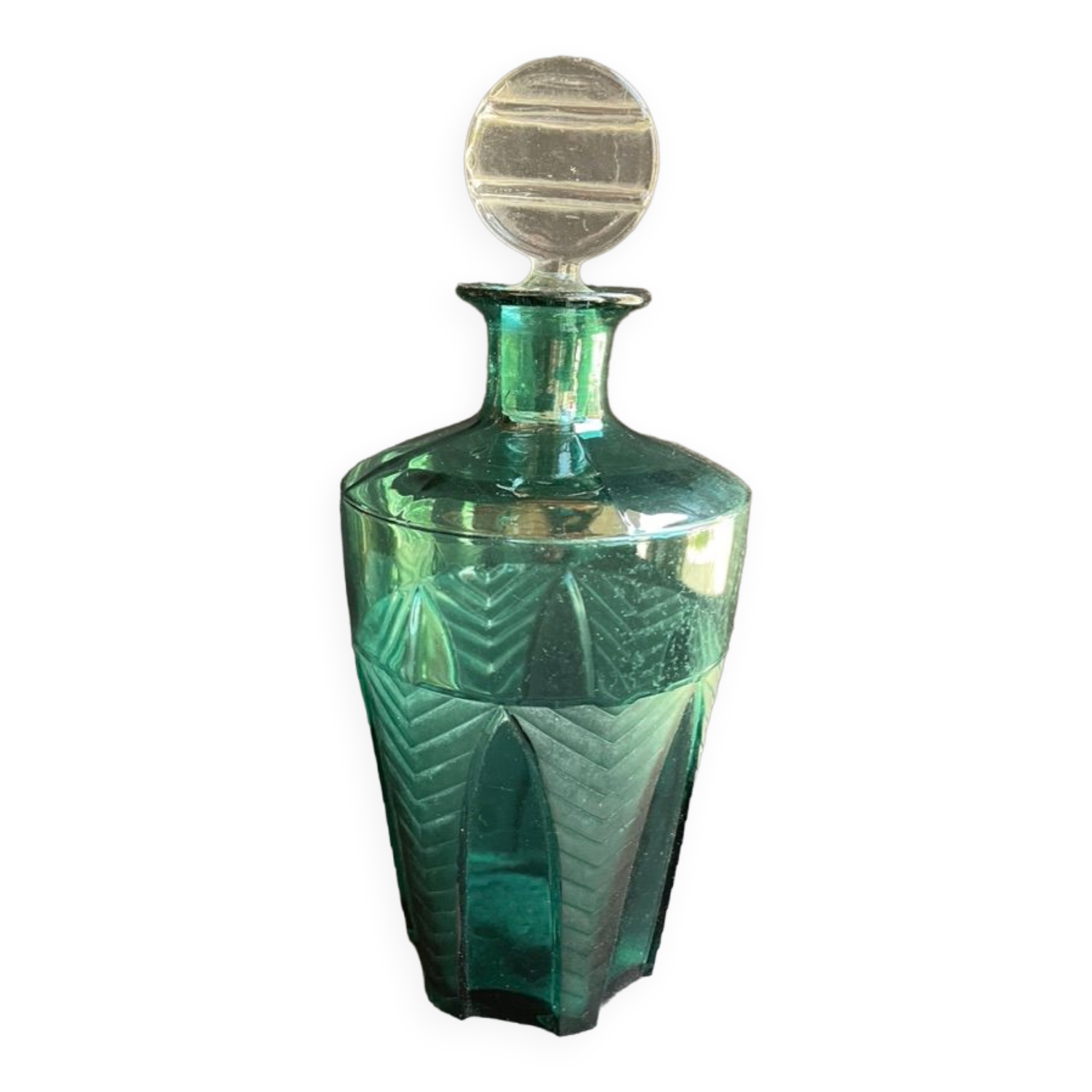 Carafe Art déco bleu turquoise