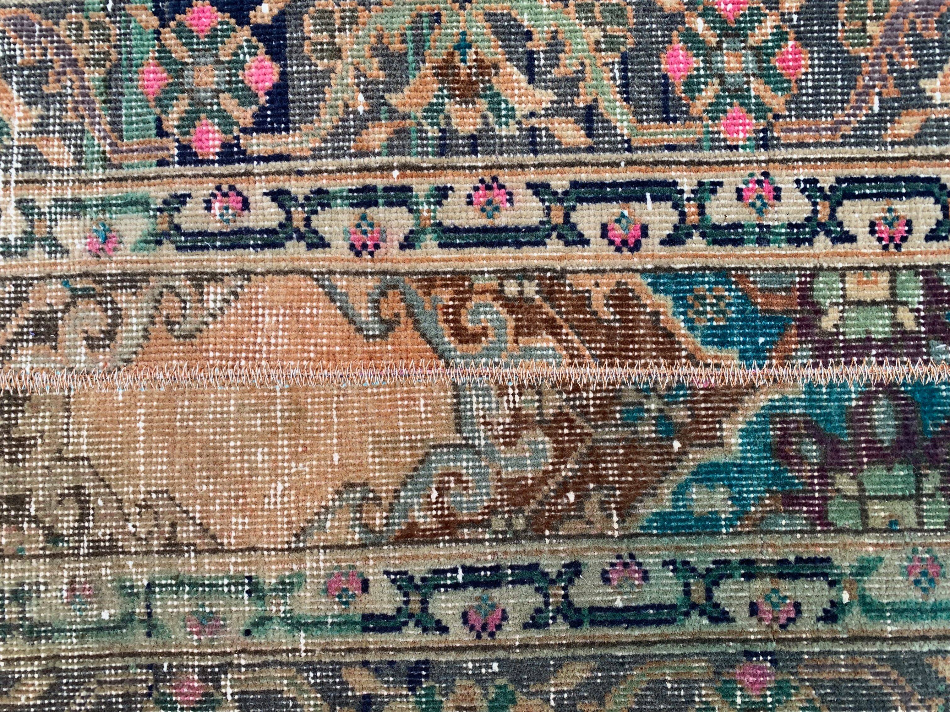 Distressed Turkish Narrow Runner 270x67 cm wool Vintage Tribal Rug