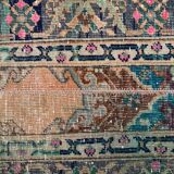 Distressed Turkish Narrow Runner 270x67 cm wool Vintage Tribal Rug