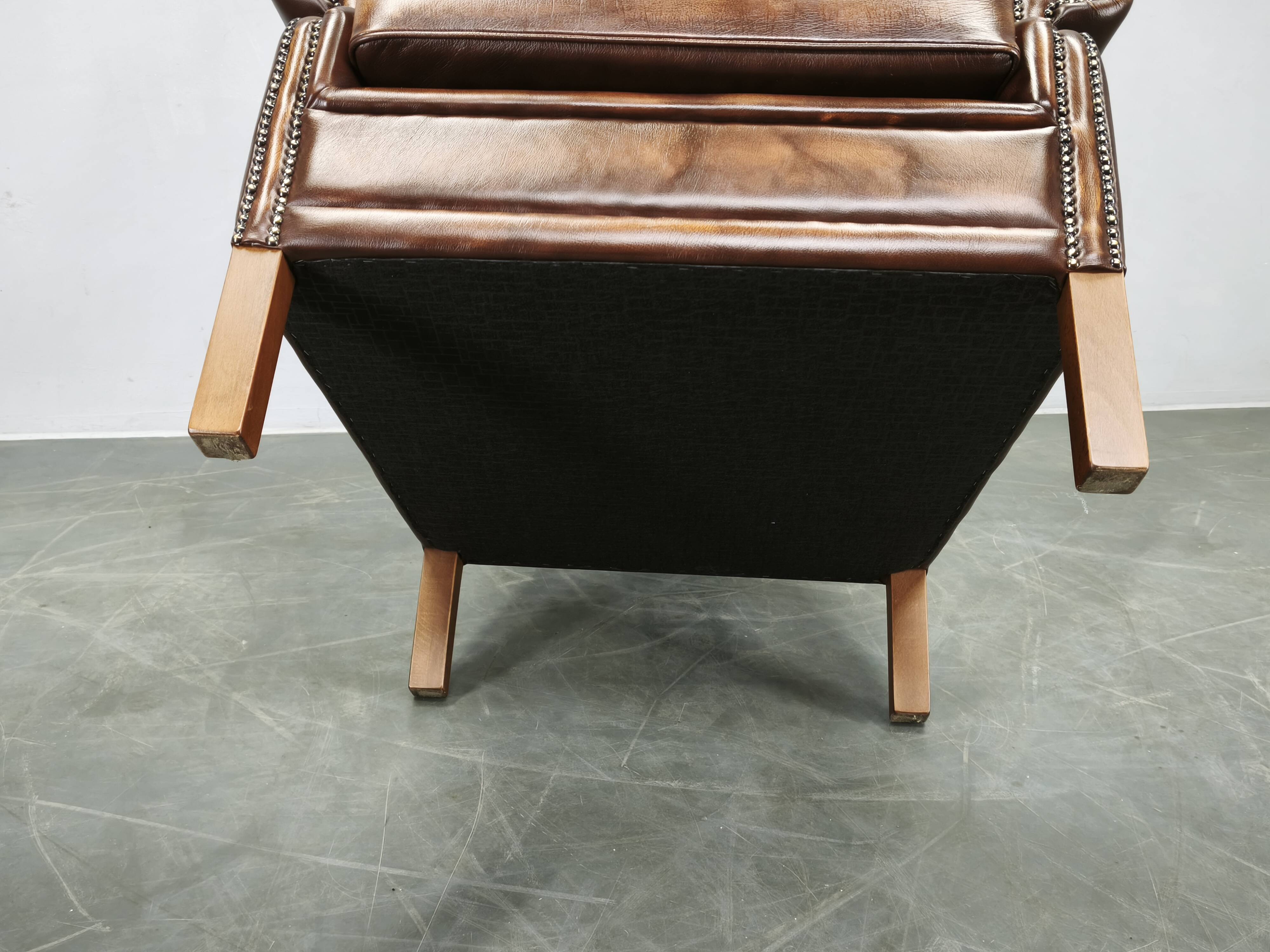 Contemporary Handmade Chesterfield Leather Wingback Armchair 2010s