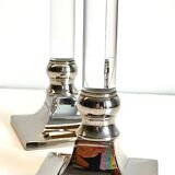 Vintage lucite and silver metal candle holders