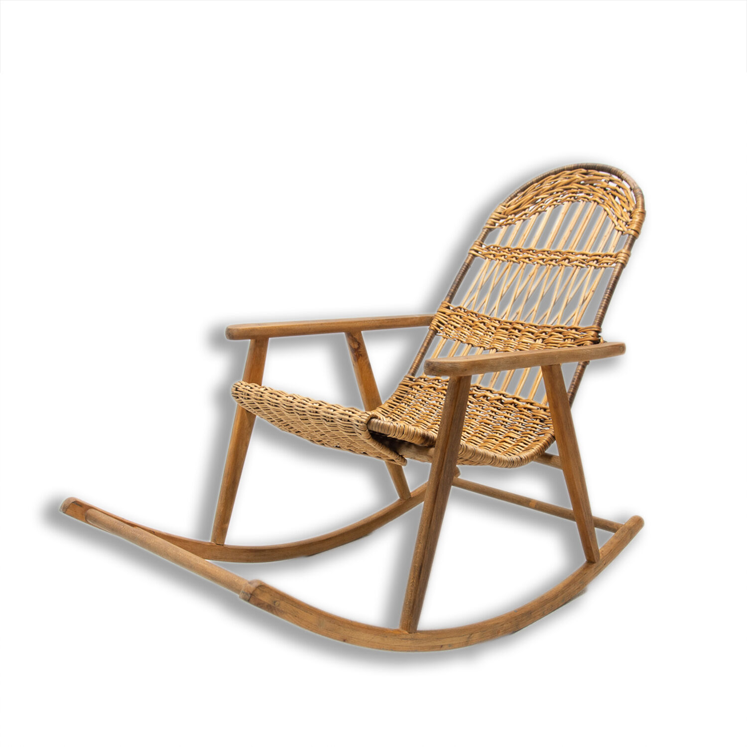 Mid century wicker rocking chair, czechoslovakia, 1960´s