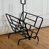Large vintage wrought iron magazine holder, 1970