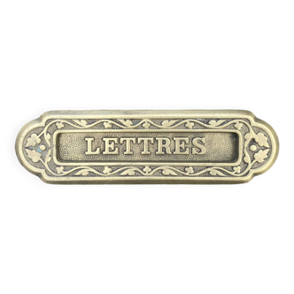 Plaque de boite aux lettres en laiton années 20, fente de boîte aux lettres vintage
