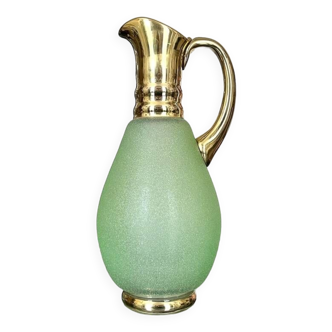 Vintage Carafe in Green and Gold Granite Glass - Vintage Tableware