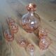 Rosaline carafe liqueur service and 12 glasses salmon pink