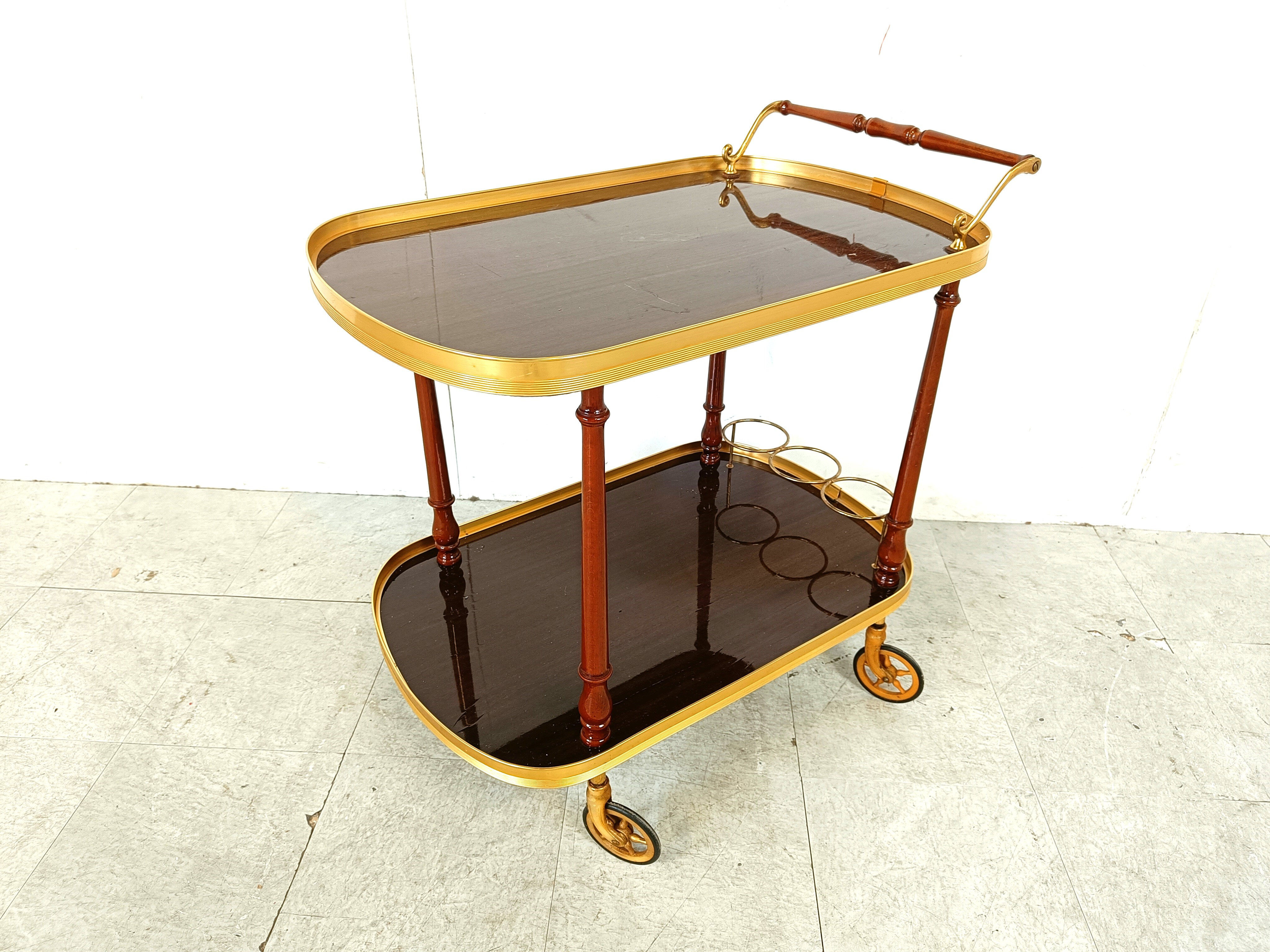 Neoclassical brass drinks trolley, 1960s