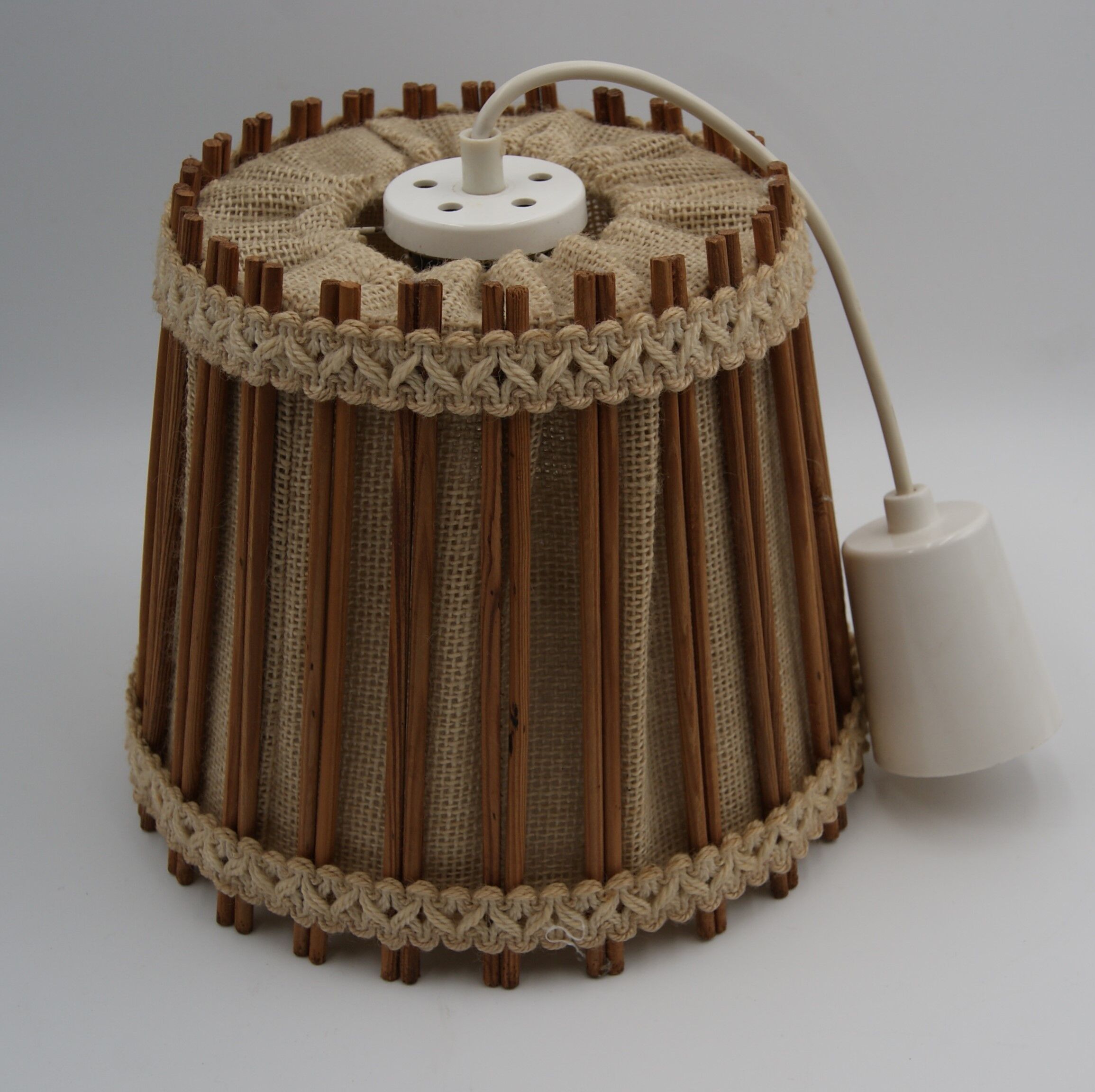 Vintage wood canvas pendant lamp