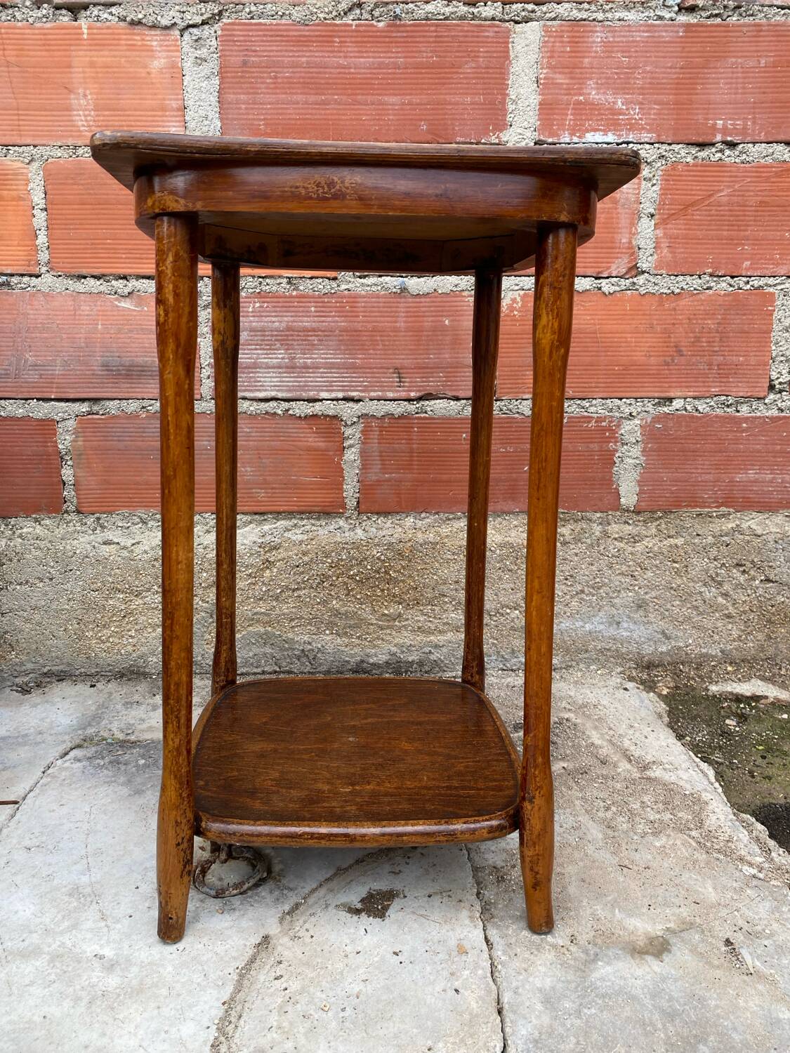 Table D’appoint Sellette Ancienne Bois Tourné Brut Décoration Vintage