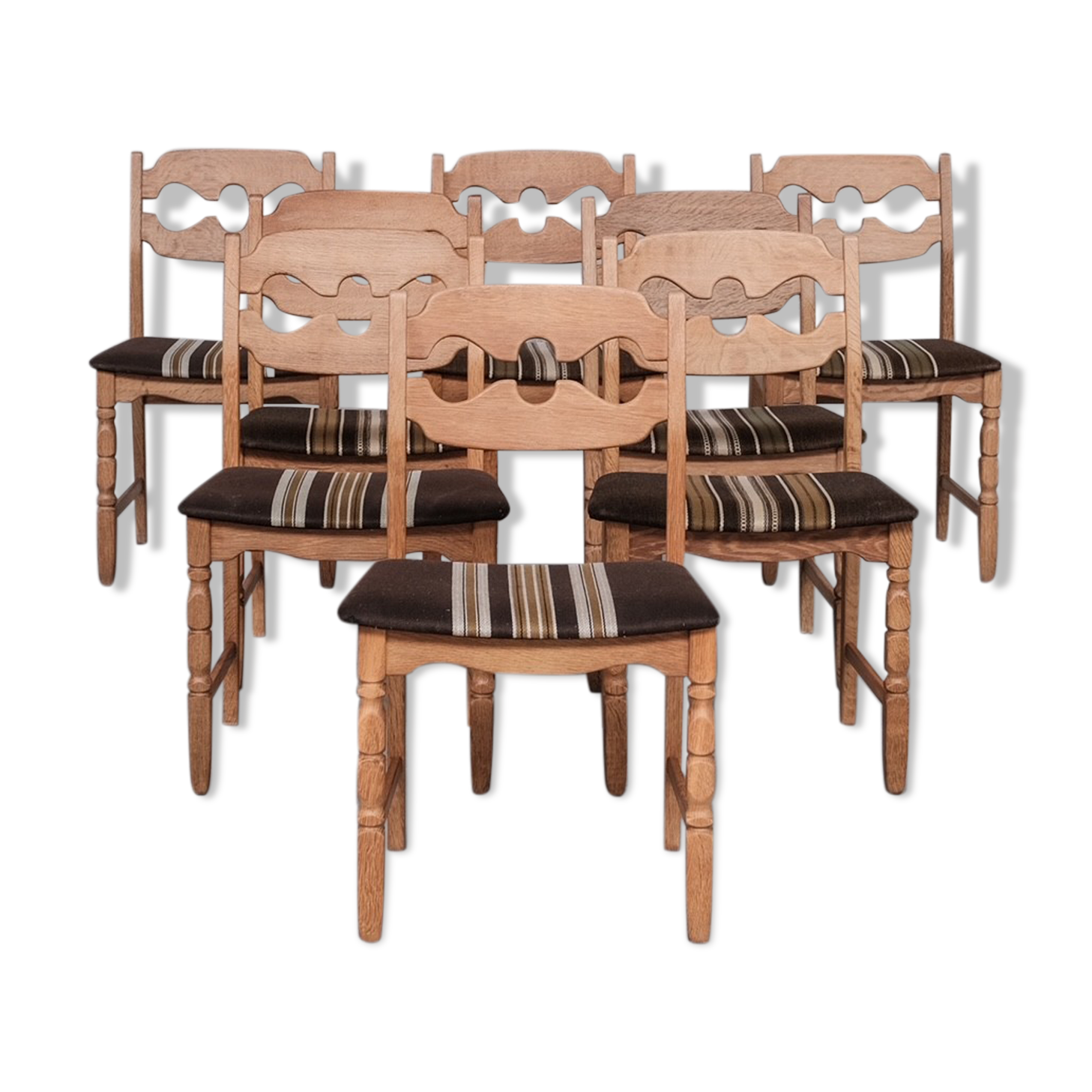 8 oak mid-century danish dining chairs