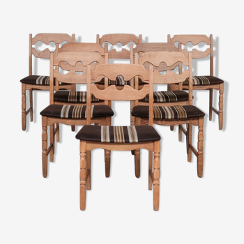 8 oak mid-century danish dining chairs