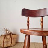 Antique wooden chair - oak - folk art - brutalist