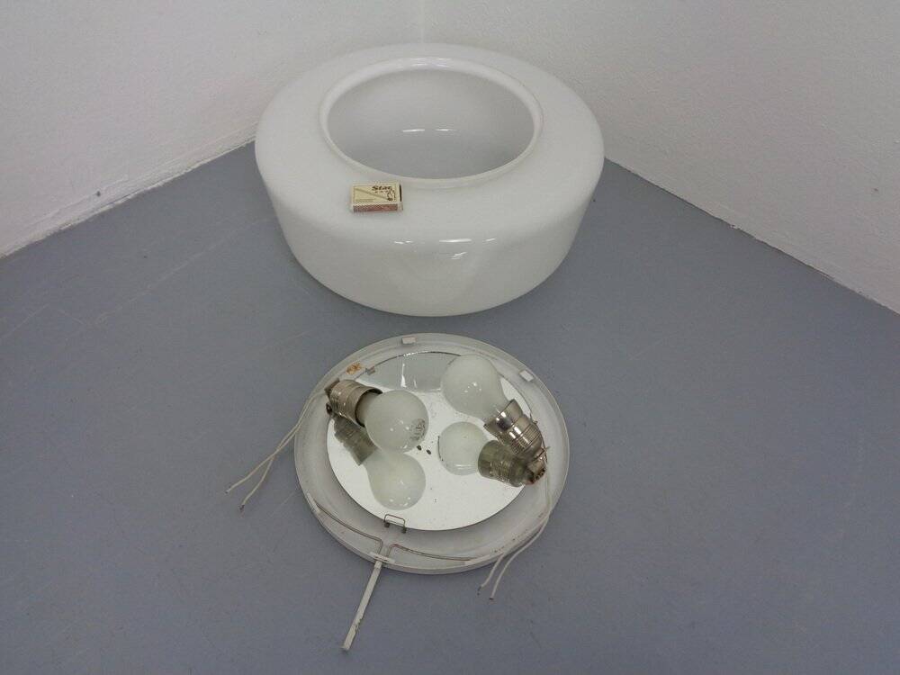 Large Bauhaus Opal Glass Ceiling Lamp by Zeiss Ikon, 1930s