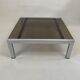 Vintage square coffee table chrome structure and smoked glass top
