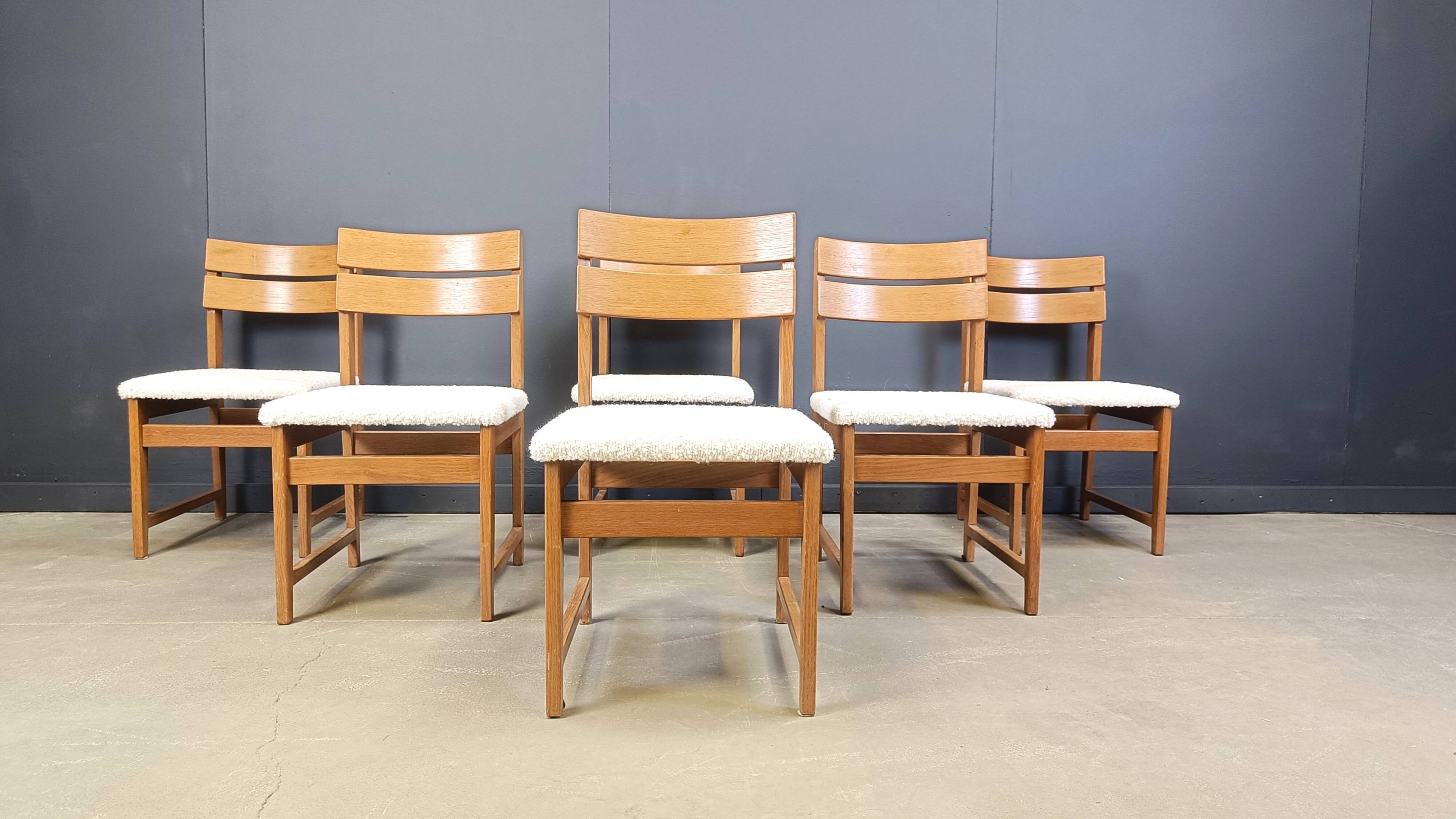 Set of 6 brutalist dining chairs, 1970s