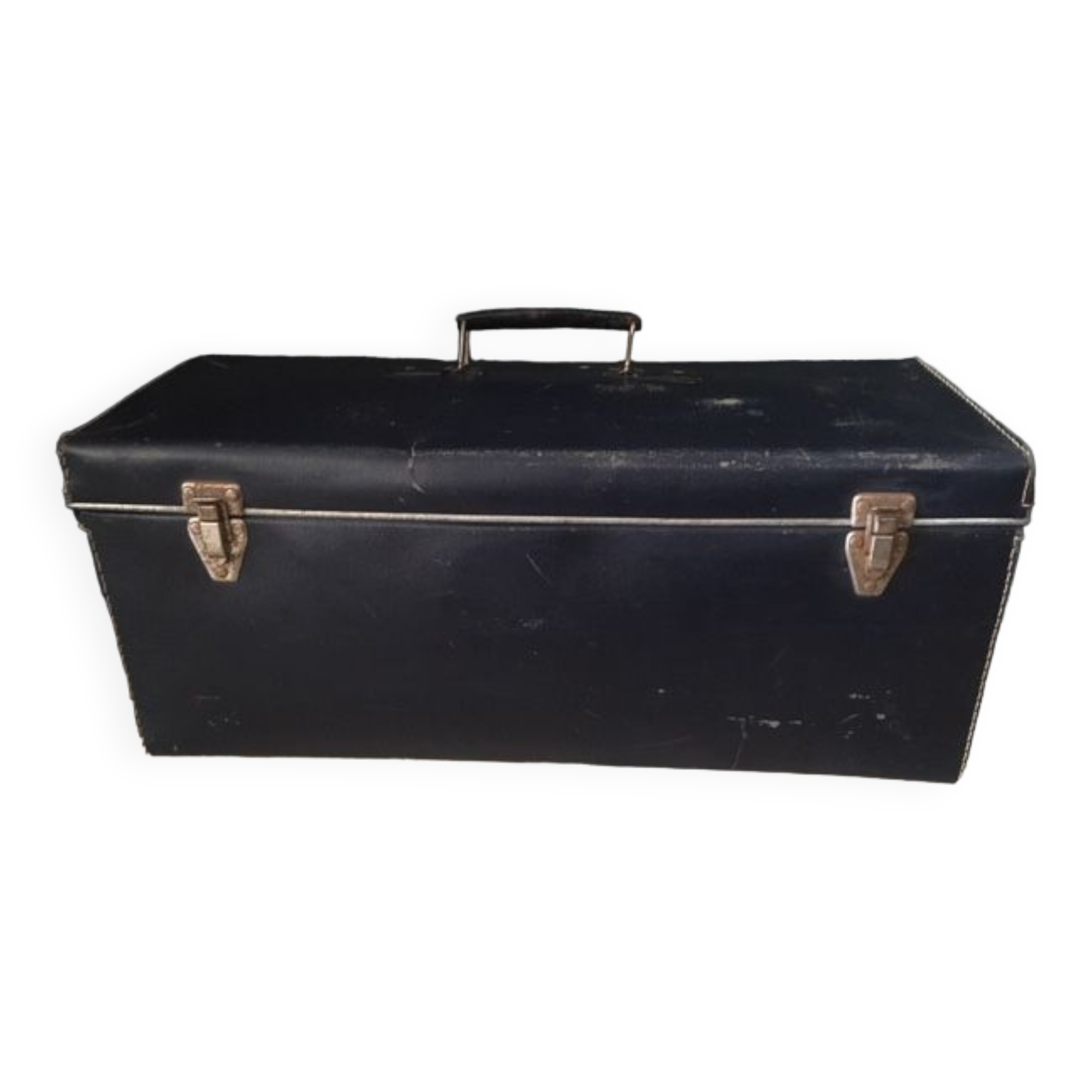 Valise ancienne parallélépipédique bleue