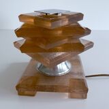 Art Deco Lamp by Maison Desny, Chrome Glass