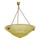 Old chandelier, Art Deco 1 light basin pendant light, in yellow glass paste. 1930s
