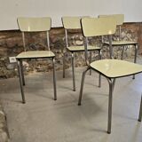 Set of 4 light yellow formica chairs