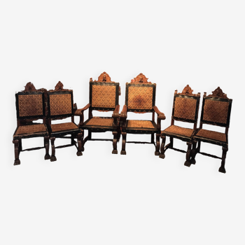 Set of 2 armchairs and 4 chairs