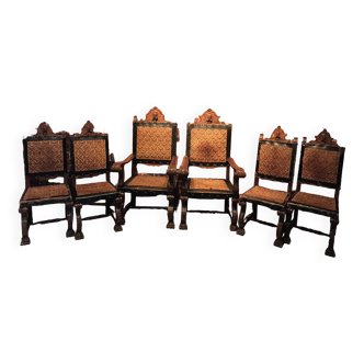 Set of 2 armchairs and 4 chairs