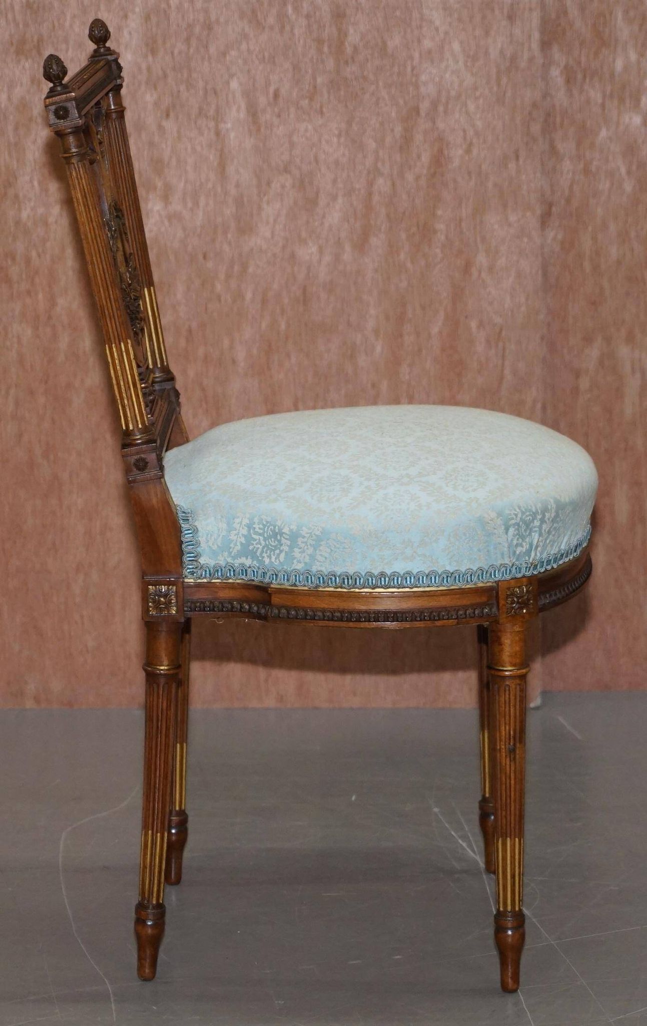 Pair of Carved Golden Wood Accent Chairs