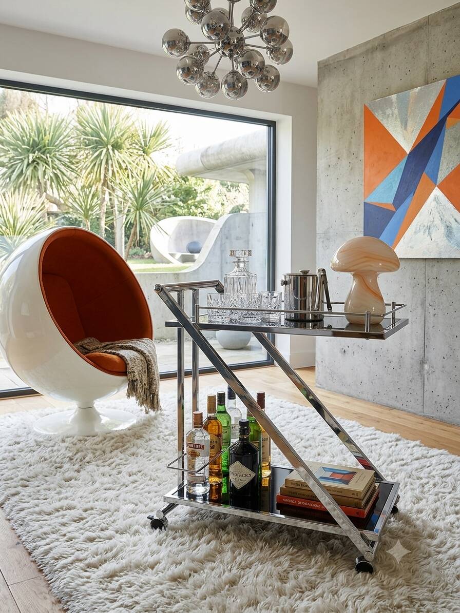 Vintage "Z-Line" Chrome and Smoked Glass Side Table 2000s